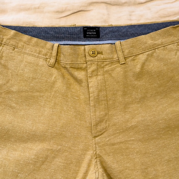 J. Crew Linen Blend Pants Hay colored 770 Straight Stretch W33L32 - Picture 2 of 5